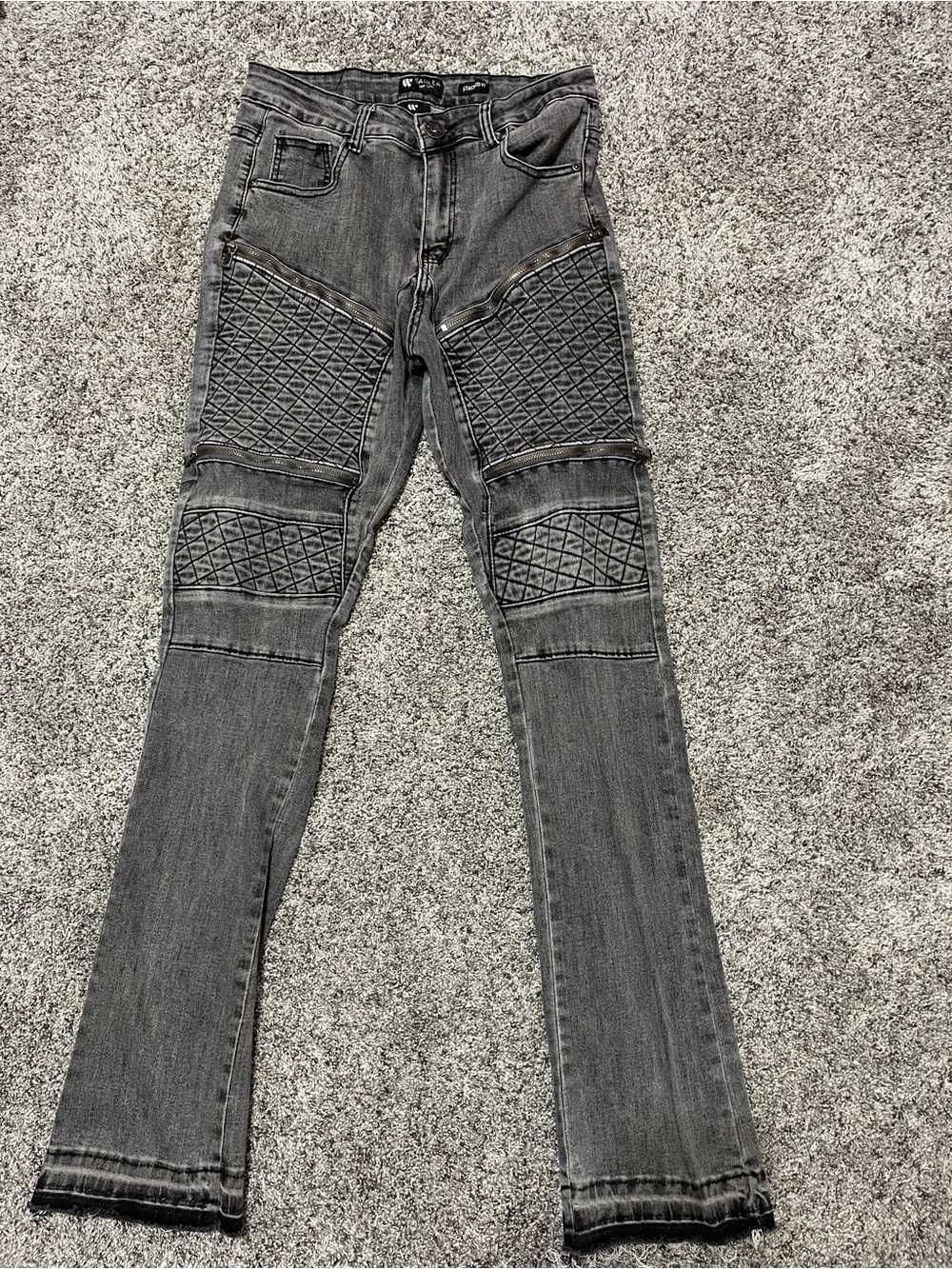 Men's Quilted Panel Slim Jeans - Gray